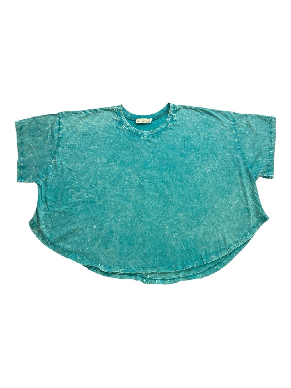 Zenana Mineral Wash Oversized Tee S/M Aqua Blue NWOT
